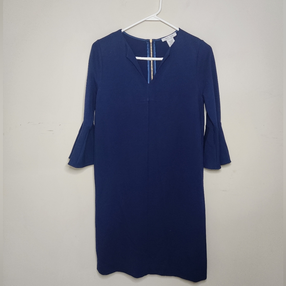 Women's Joan Vass Blue Bell Sleeve Dress Sz Small Petite
